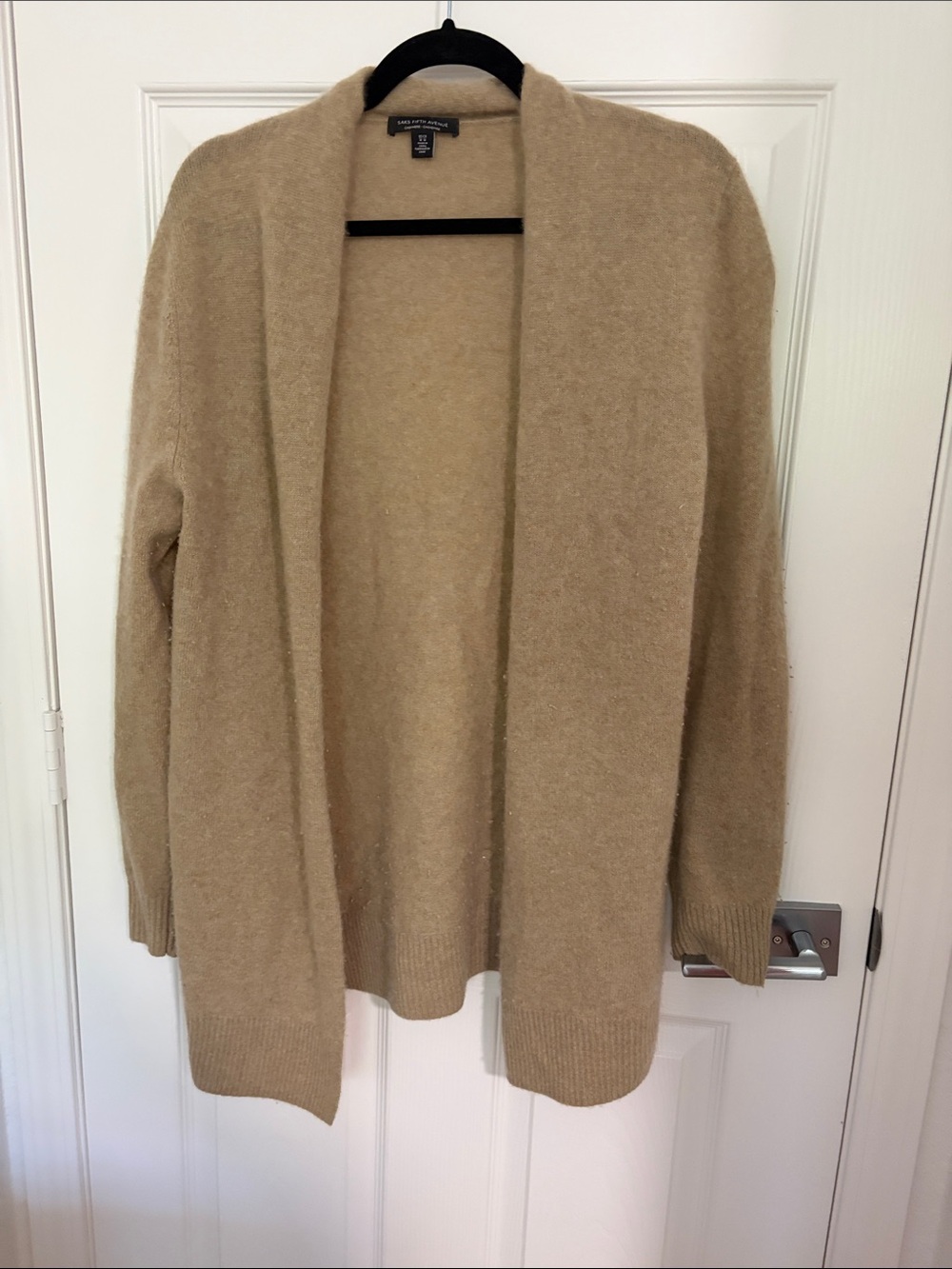 Cashmere Open-Front Cozy Camel Cardigan